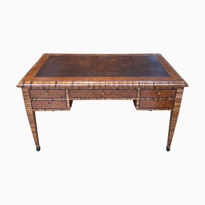 French Burr Walnut and Zebrano Wood Desk, 1930s
