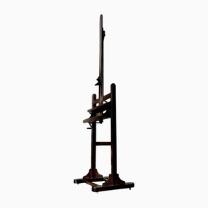 Extra Große Vintage Studio Staffelei aus Eiche, 1950er, rollbar Kurbel Spindel höhenverstellbar
