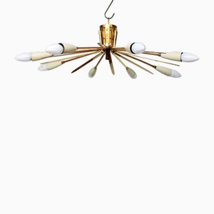 Lustre Sputnik en Laiton par Rupert Nikoll, 1950s