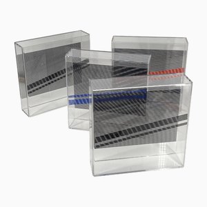 Artiste, Italie, Op-Art Objects, 1970s, Verre Acrylique, Set de 4