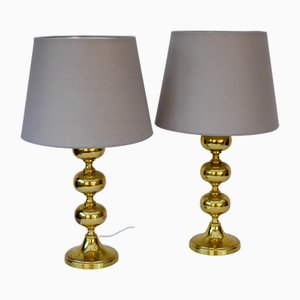 Skandinavische Moderne Space Age Tischlampen aus Messing von Nafa, Schweden, 1970er, 2er Set