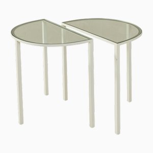 Mesas auxiliares de vidrio, años 80. Juego de 2