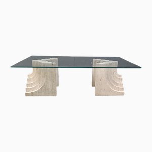 Vintage Travertine Coffee Table Italy , 1970s