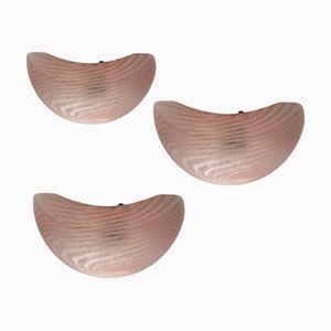 Appliques Murales Duna en Verre Murano Rose, 1970s, Set de 3
