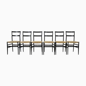 Sillas Superleggera atribuidas a Gio Ponti para Cassina, años 50. Juego de 6