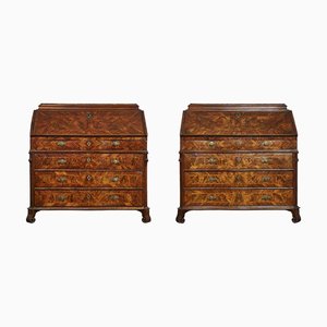 18th Century Italian Folding Chests of Drawers in Walnut and Burl Walnut, Set of 2