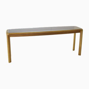 De Nos Console in Beech Wood with Smoked Glass Top by Angelo Mangiarotti for La Sorgente Del Mobile, 1970s