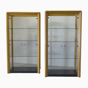 De Nos Showcases in Beech and Glass by Angelo Mangiarotti, 1970s, Set of 2