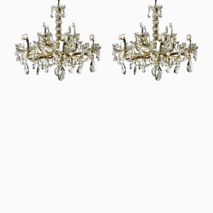 Italian Maria Teresa Crystal Chandeliers, 1950s, Set of 2