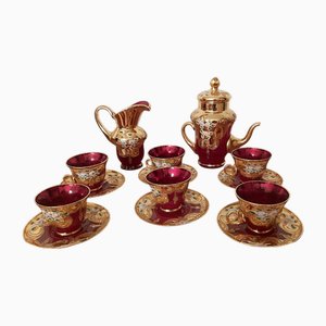 Service à Café Tre Fuochi en Verre de Murano, Or 24 Carats, 1965, Set de 15