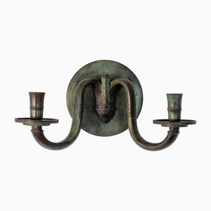 Swedish Art Deco Bronze Double-Arm Wall Sconce by Just Andersen for GAB, 1930s