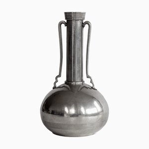 Swedish Grace Art Deco Pewter Handle Vase from GAB Guldsmedsaktiebolaget, 1930s