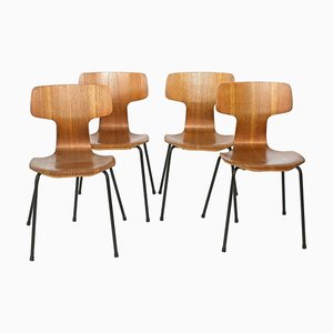 Chaises 3103 Hammer en Teck par Arne Jacobsen pour Fritz Hansen, 1960s, Set de 4