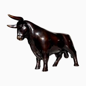 Brown Patinated Bronze Sculpture of Bull
