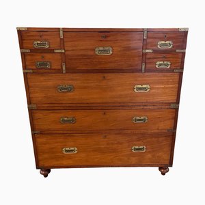 19th Century English Mahogany Campaign Secretary Chest