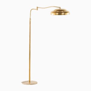 Italienische Stehlampe aus Messing mit Schwingarm und Marmorfuß, 1970er