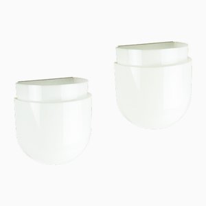 Montparnasse Wandleuchten aus Weißem Kunststoff & Lackiertem Metall von Sergio Asti für Candle, 1970er, 2er Set