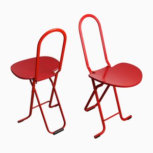 Sillas plegables con soporte de Gastone Rinaldi para Thema, Italia, años 70. Juego de 3