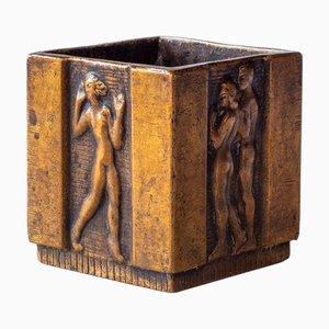 Swedish Art Deco Modernist Bronze Vase by Jacob Ängman for GAB, 1930s