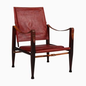 Safari Chair in Leather attributed to Kaare Klint for Rud. Rasmussen, 1960s