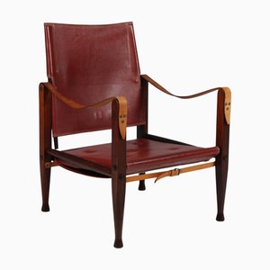 Safari Chair in Leather attributed to Kaare Klint for Rud. Rasmussen, 1960s