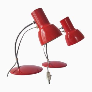 Rote Mid-Century Tischlampen von Josef Hurka für Napako, 1970er, 2er Set