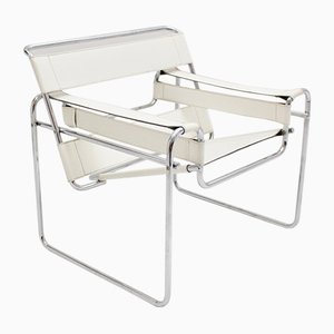 Sedia Wassily vintage bianca di Marcel Breuer