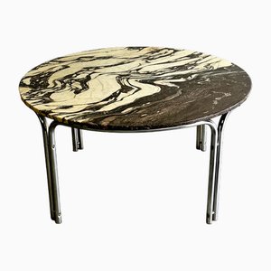 Vintage Round Coffee Table in Italian Marble, 1970s.