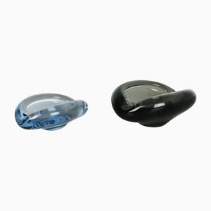 Cendrier Coquillage en Verre par Per Lutken pour Holmegaard, Denmark, 1960s, Set de 2