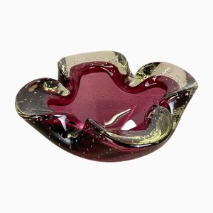 Large Pink Murano Bubble Glass Bowl Element Shell Ashtray, Murano, Italy, 1970s