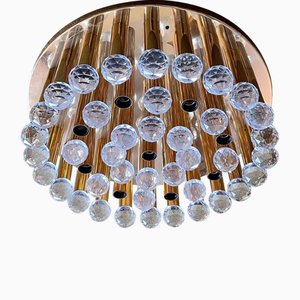 Hollywood Regency Glass and Brass Ceiling Light by Ernst Palme Palwa, Germany, 1970s