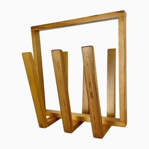 Porte-Revue Cubic Brutaliste en Bois de Pin dans le style de Chapo Perriand Style, France, 1970s