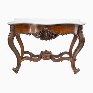Antique Louis Philippe Neapolitan Console Table with Marble Top