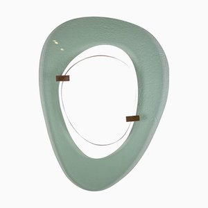 Asymmetrical Light Blue Mirror attributed to Max Ingrand for Fontana Arte, Italy, 1958