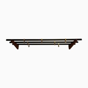 Garderobe und Hutablage aus Messing & schwarzem Metall, 1960er