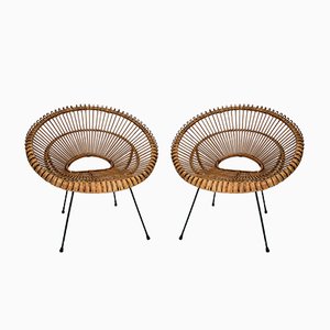 Set of French Rattan Chairs, 1960s