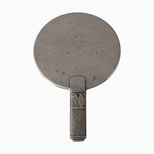 Swedish Art Deco Modernist Pewter Vanity Hand Mirror by Sylvia Stave for C. G. Hallberg, 1930s