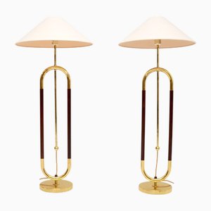 Vintage Swedish Brass and Birch Floor Lamps attributed to Bergboms, 1970s, Set of 2