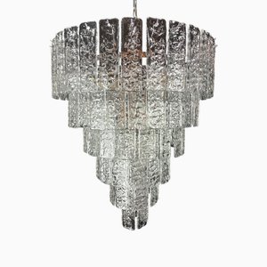 Vintage Murano Crystal Glass Strips Chandelier in the style of Murrina, Italy, 2005
