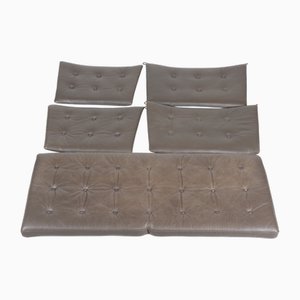 Vintage Cushions for the Spoke Back Sofa Model in Dark Colored Leather by Børge Mogensen, 1980s, Set of 5