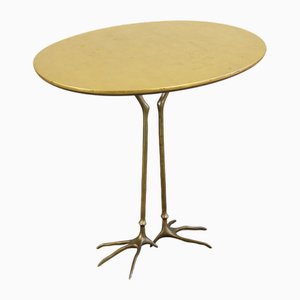 Meret Oppenheim Traccia Side Table in Wood Gold Leaf and Bronze by Gavina, 1980s