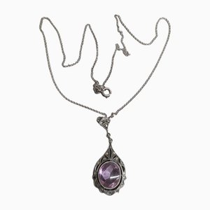 Collar Art Déco de plata con amatista y marcasita, años 20
