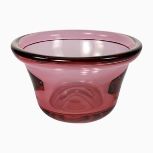 Vintage American Pink Studio Glass Bowl with Turned Rim by Chet Cole, 1980s