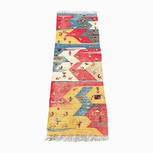Tappeto Kilim Runner fatto a mano, anni '80