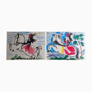 Pablo Picasso, The Knight Girl (Jacqueline Riding), 1961, Litografie a colori originali firmate, set di 2