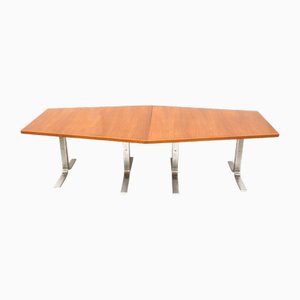 Mesa de comedor de conferencias vintage grande de Lübke, años 70