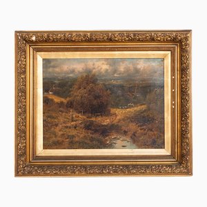 Thomas Creswick, paisaje, de mediados del siglo XIX, pintura al óleo, enmarcado