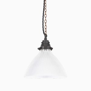 Early Holophane Stiletto Glass Pendant Light, 1920s