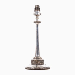 Edwardian Silver-Plated Brass Table Lamp, 1890s