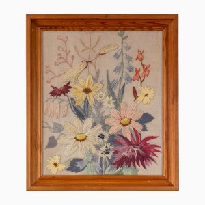 Mid-Century Swedish Floral Embroidery, 1960s